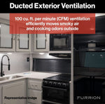 Furrion Stove Vent Hood, For 12 To 18 in Cabinet Depth, 10-11/16 in Width x 3-3/4 in Height Exhaust Duct, With LED Down Light - FHO23SACR-BL