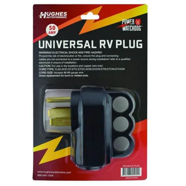 Hughes Auto Power Cord Plug End, 50 amp, Black - 50APLUG