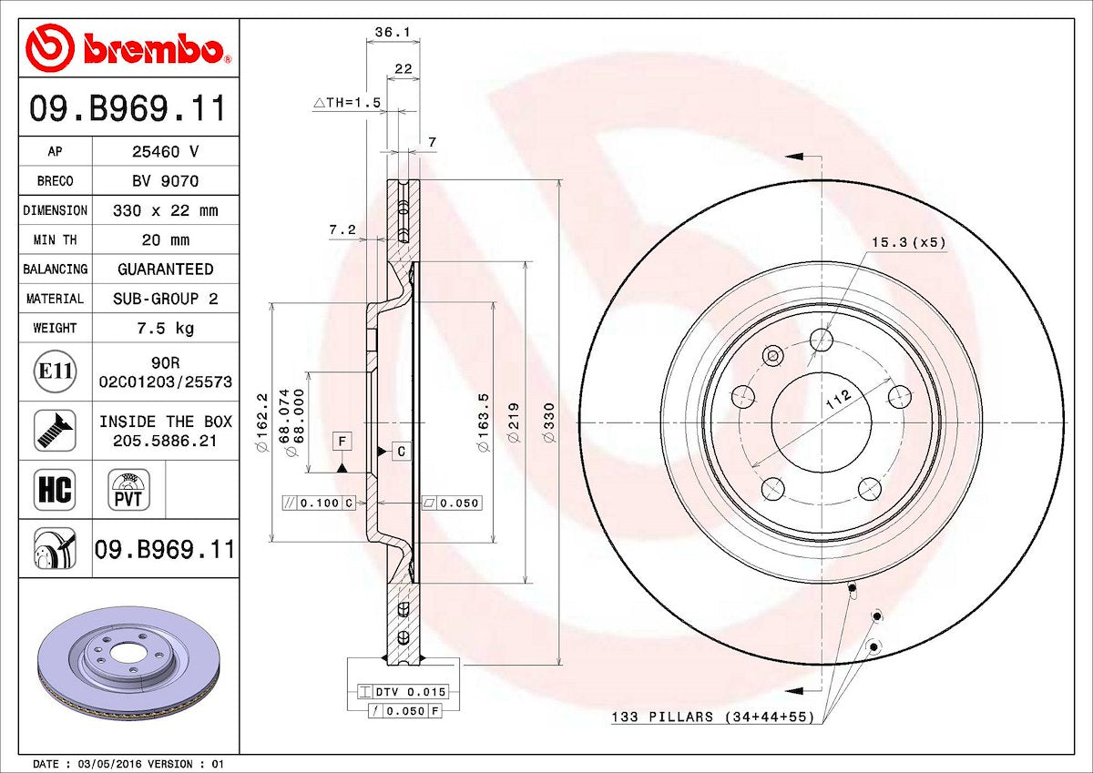 Brembo Brake Rotors 09B96911C02 product image 3