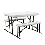 Faulkner Table, 220 lb Weight Capacity For Table/440 lb Weight Capacity For Bench, White, With 1 Table And 2 Benches - 69863