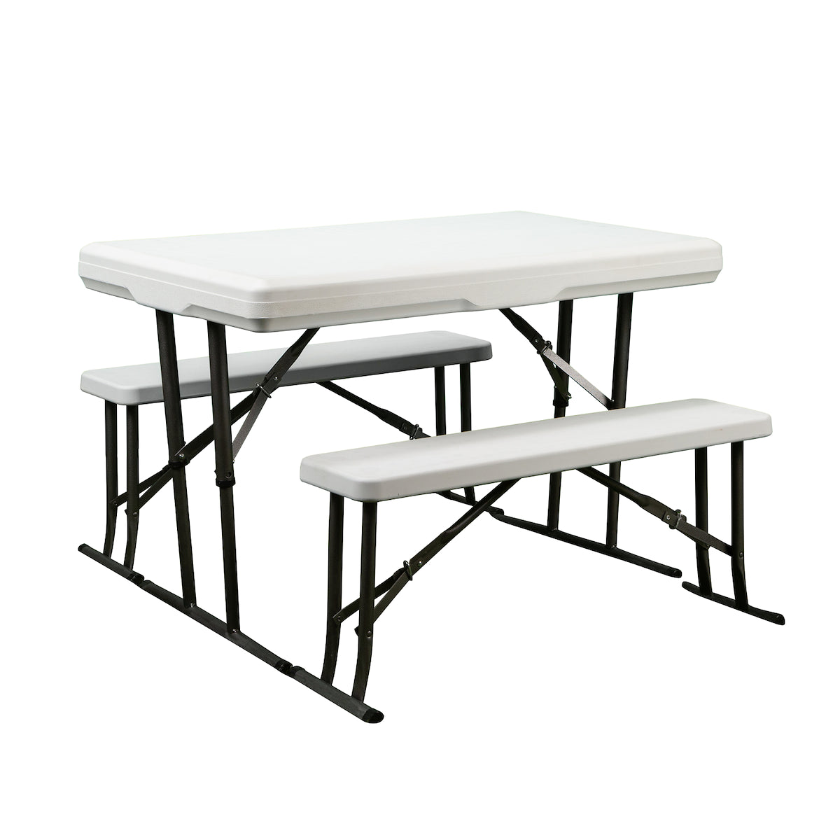 Faulkner Table, 220 lb Weight Capacity For Table/440 lb Weight Capacity For Bench, White, With 1 Table And 2 Benches - 69863