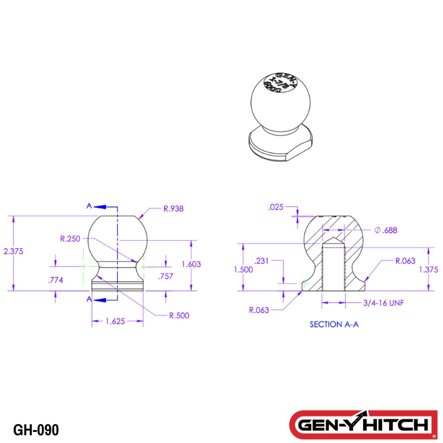 GEN-Y Hitch Trailer Hitch Balls GH-090 product image 2