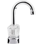 Dura Faucet Faucet, 6 in Hi-Arc Spout, 2 Clear Crystal Acrylic Knob Handle, Chrome Plated/Plastic Body/Brass Spout - DF-PB150A-CP