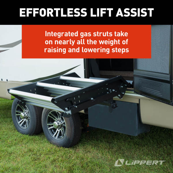 Lippert Entry Step, Solid Step  4.0, 4 Manual Fold-Up Steps, 30 in Width x 8-1/2 in Depth - 2024057001