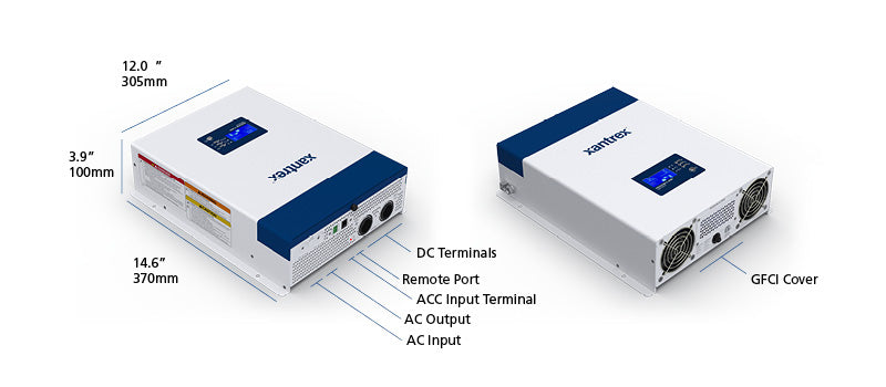 Xantrex Power Inverter, Inverts 12 V DC To 120 V AC, 2000 Watts Continuous/4000 Watts Surge, 16.7 amp Continuous - 817-2000