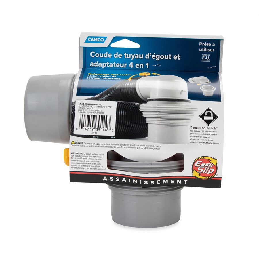 Camco Sewer Hose Connector, 4-in-1 Connector With Elbow - 39144
