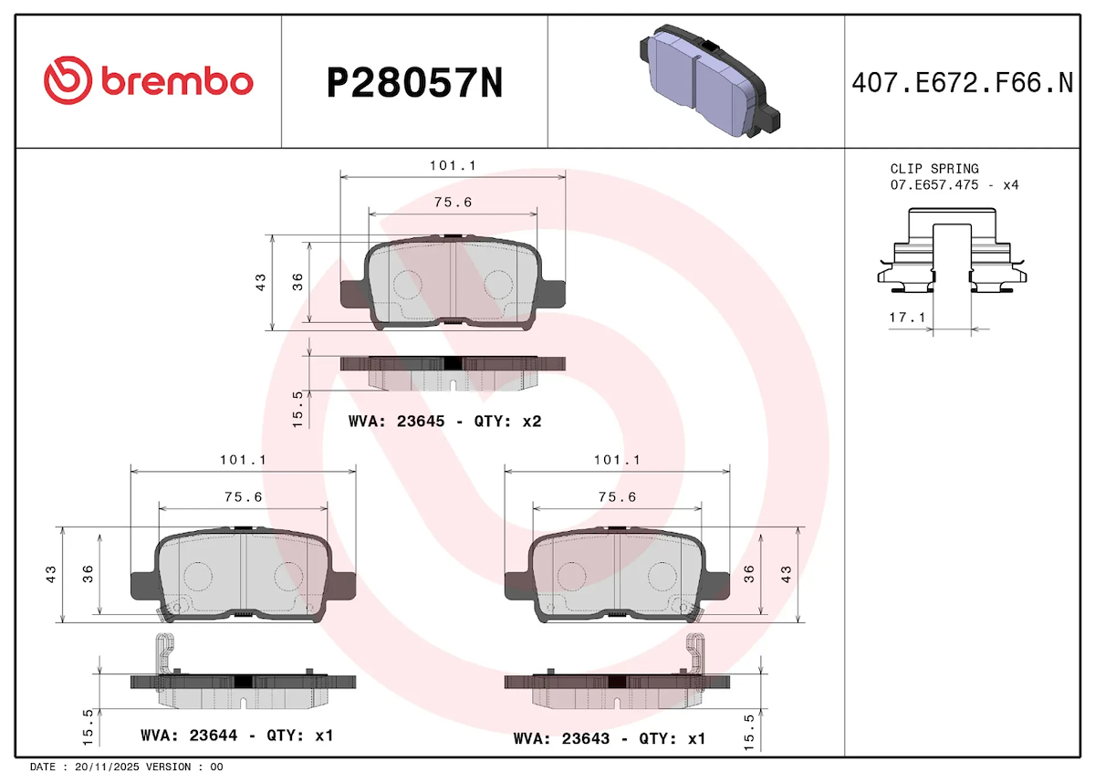 Brembo Brake Pads P28057N product image 2