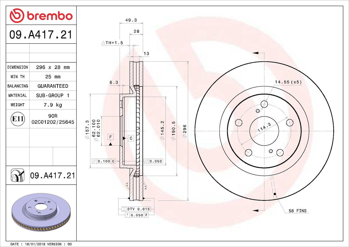 Brembo Brake Rotors 09A41721C02 product image 2