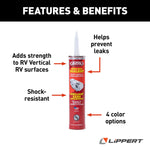 Lippert Caulk Sealant, 1010 Low VOC/Alpha Systems N101001TLCI, White, 10.3 oz Cartridge - 862157