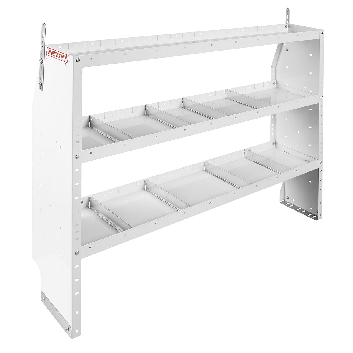 Weather Guard Van Storage System Shelf Unit, 60 in Length x 44 in Height x 13-1/2 in Depth, Tapered End Panels, 3 Shelves - 9356-3-03