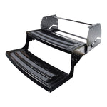 Lippert Entry Step, 2 Manual Folding Steps, 24 in Width x 7 in Depth, Powder Coated Black Heavy Gauge Steel - 432682