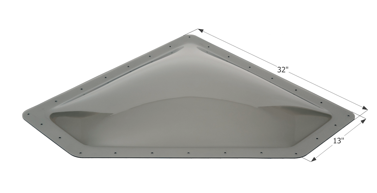Icon Skylight, 4 in High Bubble Type Dome, For 28 in Length x 10 in Width Opening, 32 in Length x 13 in Width Flange - 12112