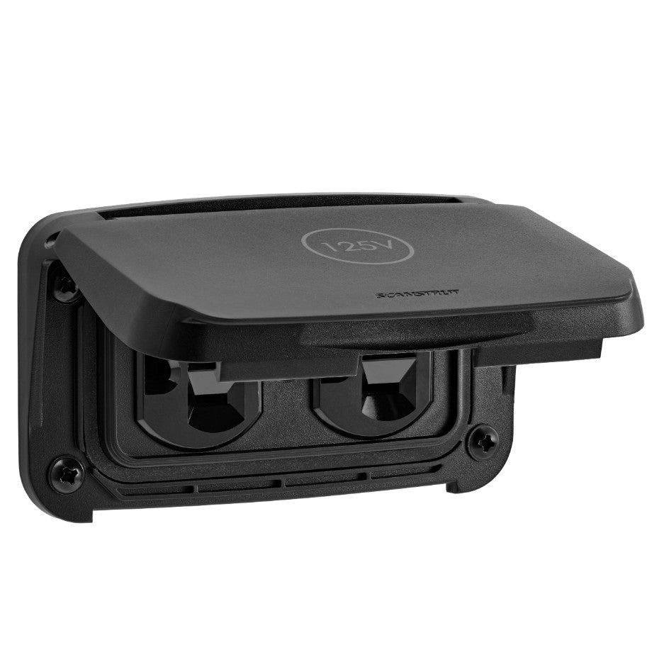 Scanstrut Receptacle, Ventura Series, Matte Black, 20 amp/125 V - SC-V-P1