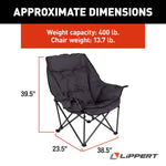 Lippert Camping Chair, 23-1/2 in Depth x 38-1/5 in Width x 39-1/2 in Height, 400 lb Weight Capacity - 2021128654