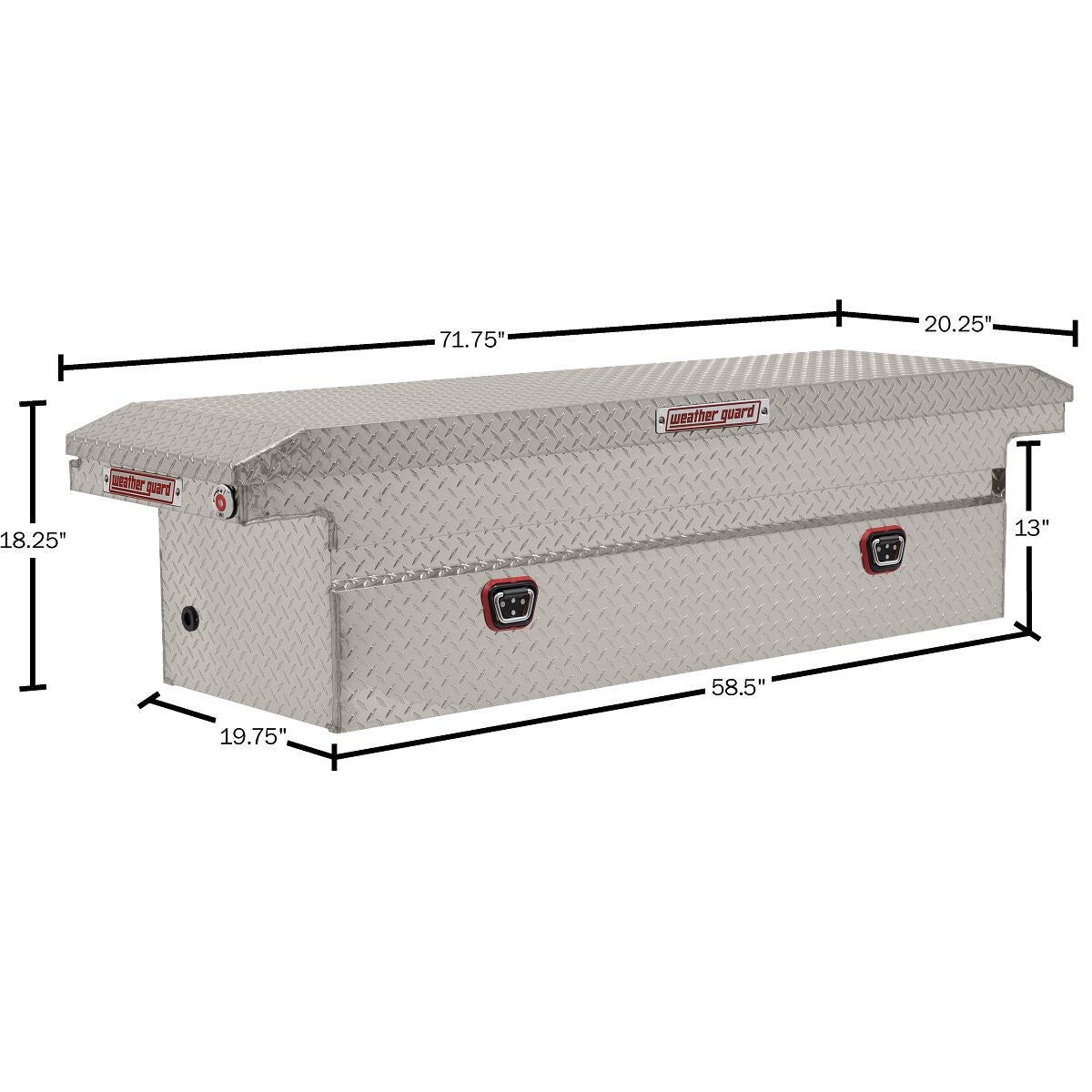 Weather Guard Tool Box, Aluminum, 20 in Length x 72 in Width x 18 in Height, 11 Cubic ft Capacity - 121-0-04