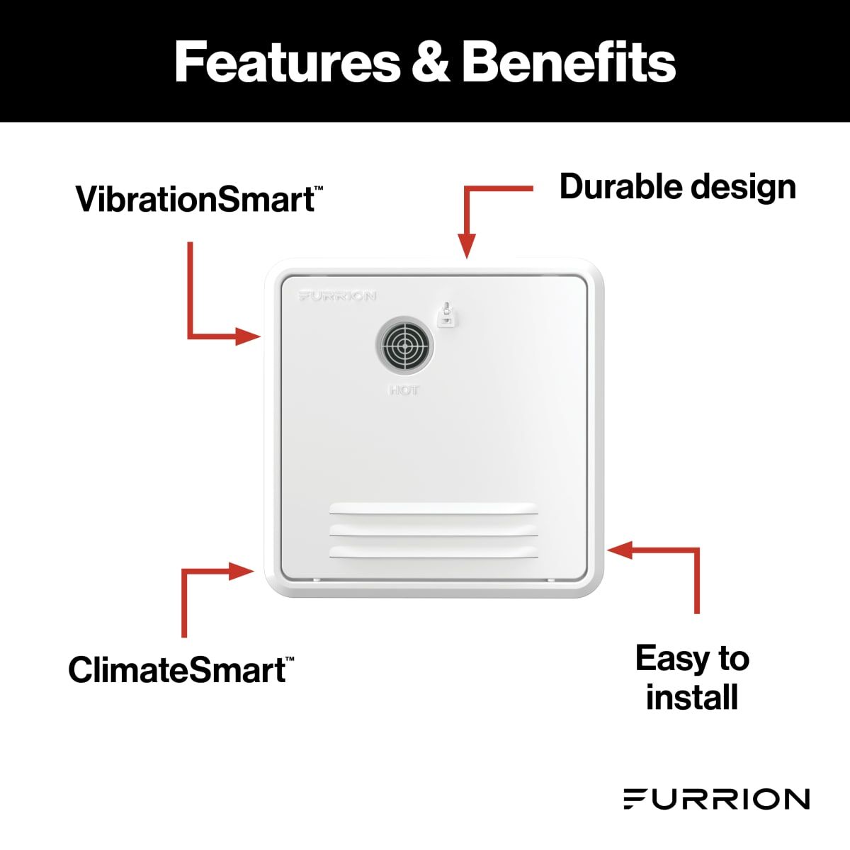 Furrion Water Heater Access Door, For Replacing Atwood 4/6 gal Water Heater Doors, Black, Steel - FWH41EA-BL-AM