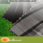Faulkner Patio Mat, 12 ft Length x 9 ft Width, Reversible Black/Gray Fabric, Solar Powered Multicolor Or White LED Lights - 53024