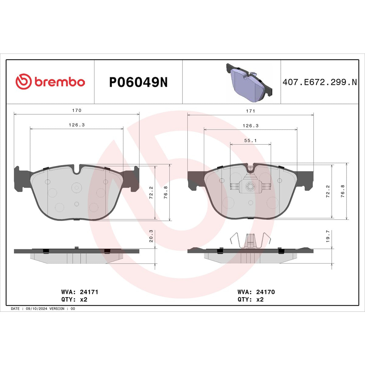 Brembo Brake Pads P06049N product image 7