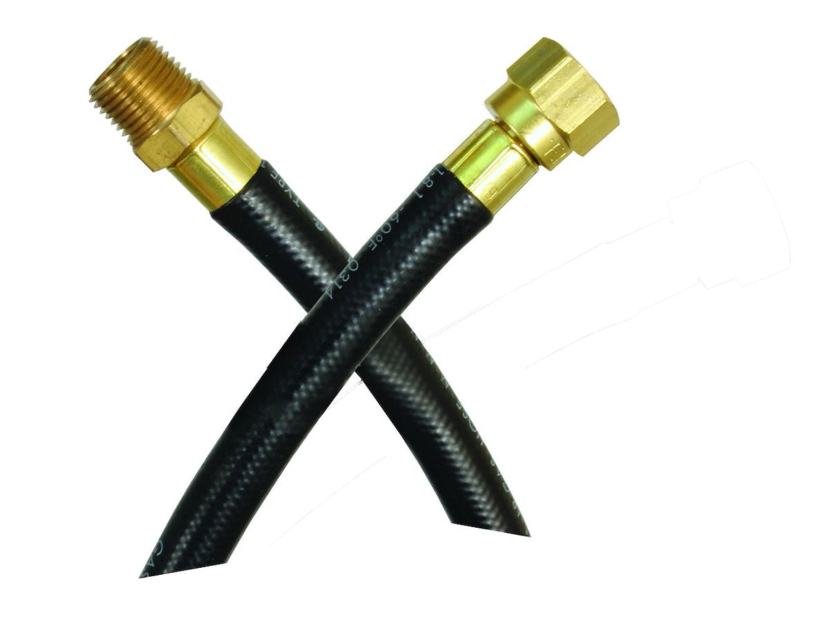 JR Products Propane Hose, 1/4 in Inside Diameter Rubber Supply Hose, 3/8 in Female Swivel SAE End x 3/8 in Male Pipe End, 24 in Length - 07-31255