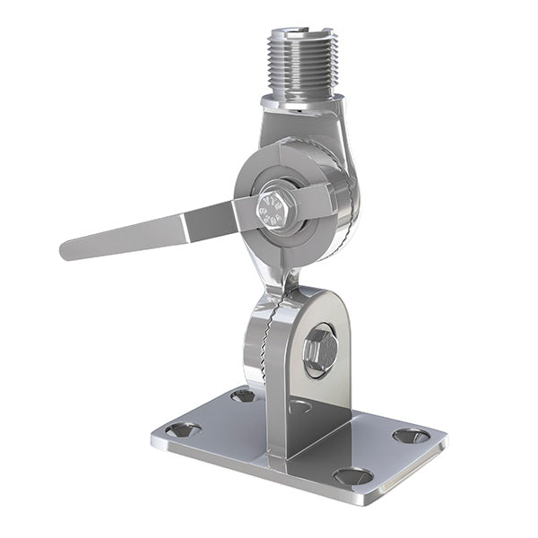 Shakespeare Antenna Mount, 1 in x 14 Male Thread Size, 9/32 in Diameter/3 x 1-1/2 in On Center Bolt Holes, Stainless Steel Construction - 4187
