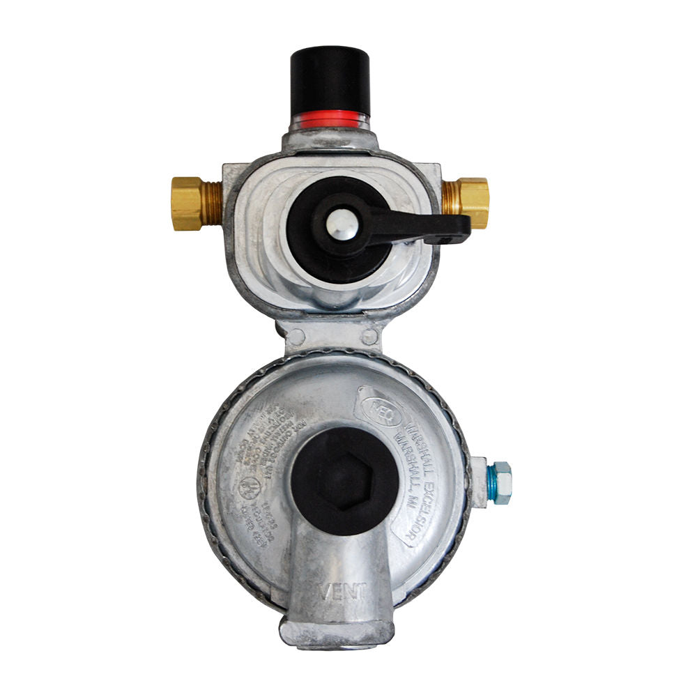 Marshall Excelsior Propane Regulator, 1/4 in Inverted Flare X 3/8 in FPT, 225000 BTU I Stage/150000 BTU II Stage - MEGR-253