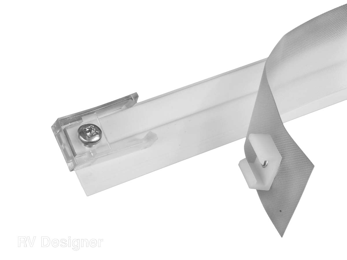 RV Designer Window Curtain Track, 45 in Length, With 72 in Glide Tape/Window Curtain Track End Stop - A502