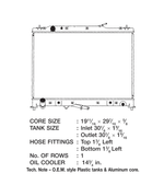 CSF Radiator, Aluminum Core With Plastic Tanks, 1-3/8 in Top Left And 1-3/8 in Bottom Right Hose Connections - 3344