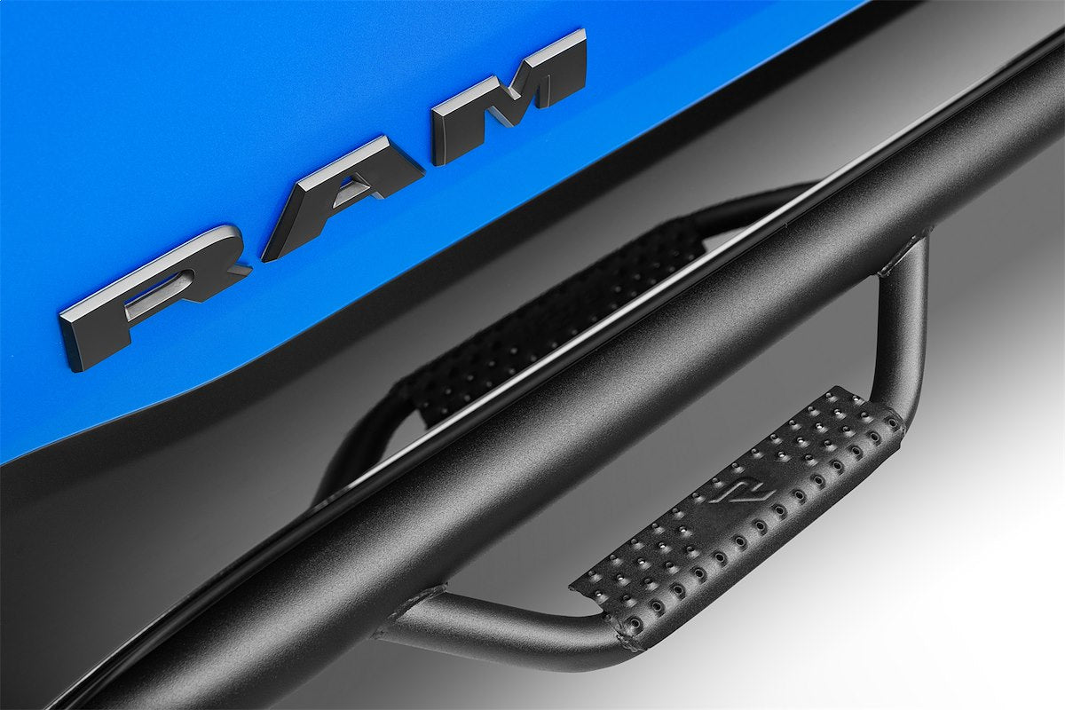 N-Fab Nerf Bar - Truck Wheel To Wheel, 3 in Round Bent, Black Matte Textured Powder Coated Steel - D20100CC-6-TX