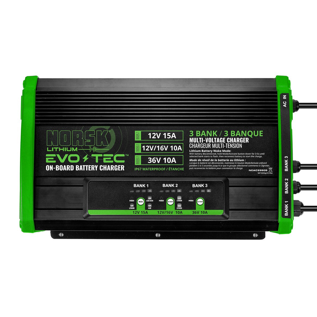 Norsk Battery Charger, For 12 V/16 V/36 V Batteries, 3-Bank Charger, 105 To 125 V AC Power Supply - NCAC33505