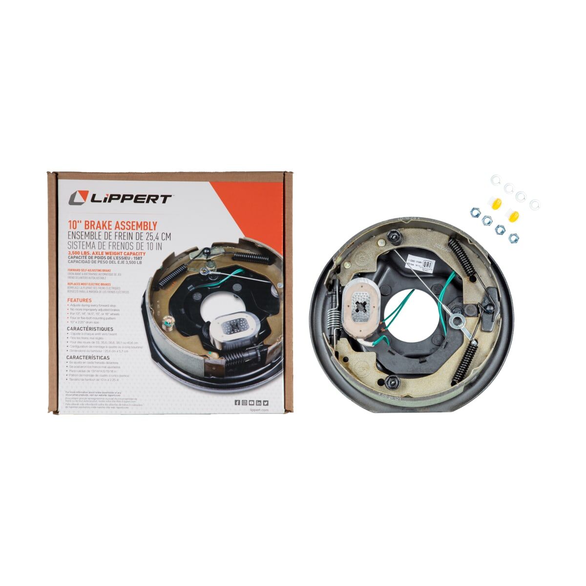 Lippert Trailer Brake Assembly, Replaces Lippert Assembly 10 in Diameter x 2-1/4 in Width, 3500 lb Axle Capacity - 296649