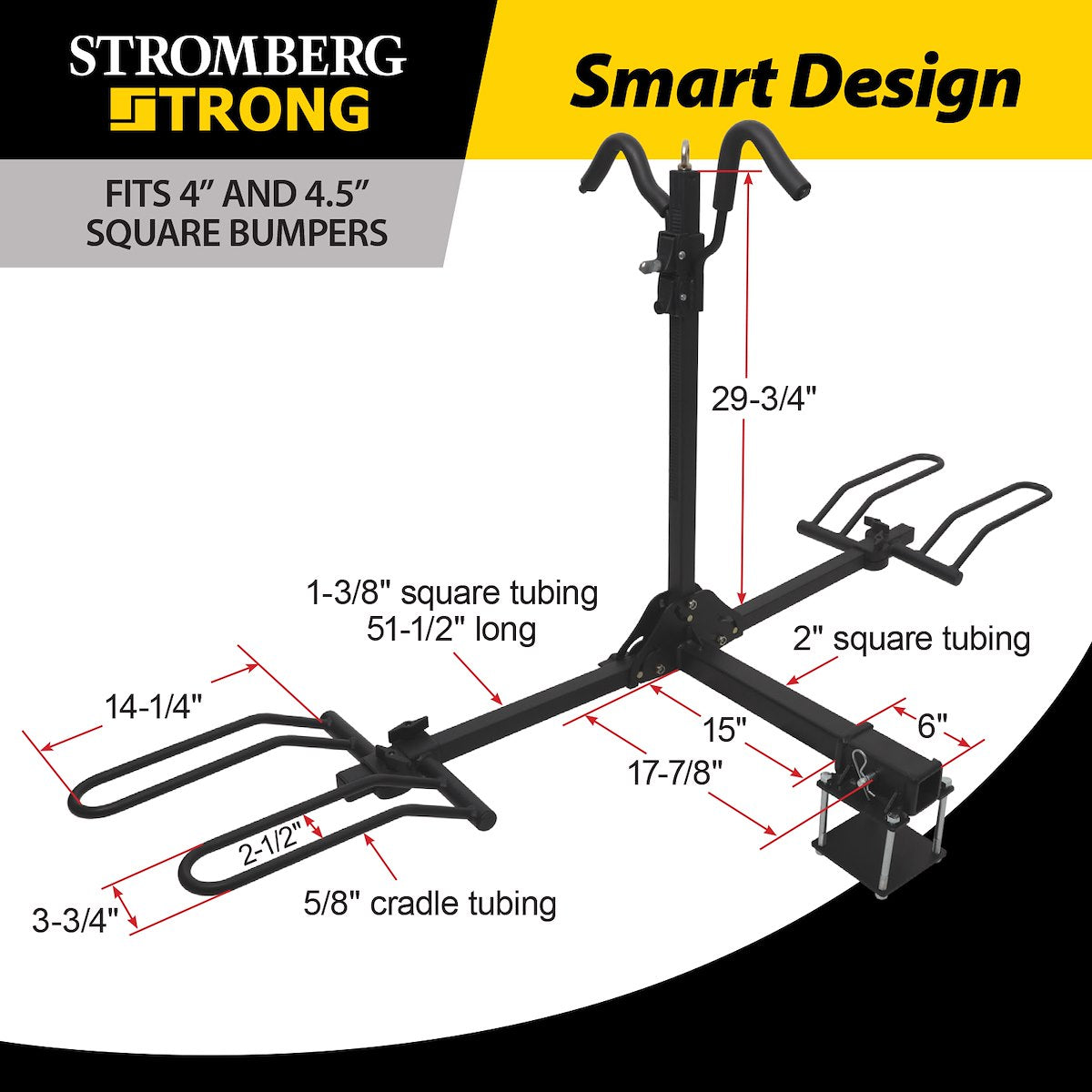 Stromberg Carlson Bike Rack, 2 in Receiver Hitch Mount, Holds 2 Bikes, Up To 80 lb Weight Capacity - BC-202BA