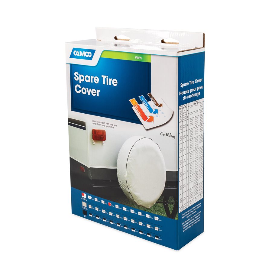 Camco Spare Tire Cover, Fits 29-3/4 in Diameter Tires, Arctic White - 45343