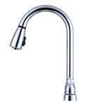 Dura Faucet Faucet, 15 in Pull Down Spout, 2 Teapot Designer Handle, Chrome Plated/Plastic - DF-PK350L-CP