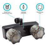 Dura Faucet Shower Control Valve, 2 Valve, 1/4 Turn Washerless Valve, 4 in Center Distance - DF-SA100S1-BK