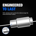 Dynomax Exhaust Muffler, Race Series Mini Bullet, 6-1/2 in Body/9 in Overall Length - 24250