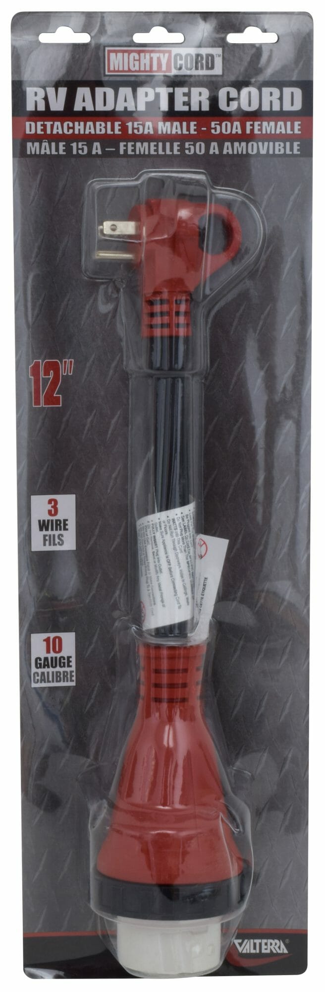 Valterra Power Cord Adapter, 15 amp Male To 50 amp Female, 15 amp, 12 in Dog Bone - A10-1550DVP