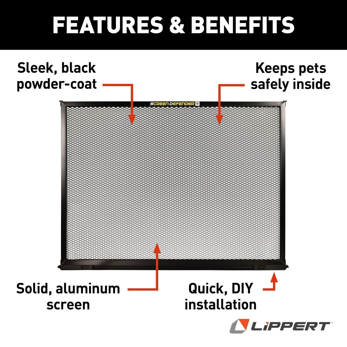 Lippert Screen Door Grille, 24-1/2 in Width, For Lippert Entry Doors With 28 in Width Door Rough Opening, Black - 859793