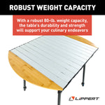 Lippert Table, 80 lb Weight Capacity, Powder Coated Aluminum Frame And Slatted Top With Bamboo Edges - 2023053727