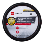 Plasticolor Steering Wheel Cover, For 14-1/2 To 15 in Wheels, Toyota Ellipes Logo And Red Contrast Stitching, Black - 006498R01