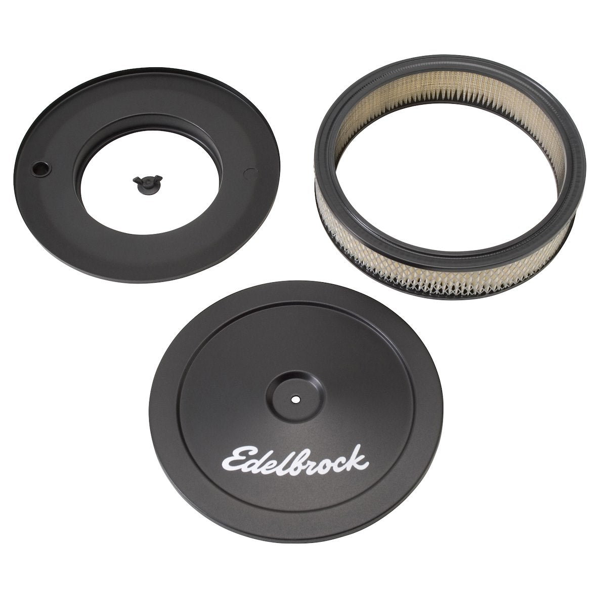 Edelbrock Air Cleaner Assembly, 5-1/8 in Diameter Carburetor, 5-1/8 in Flange, 10 in Diameter x 3-3/4 in Tall - 1203