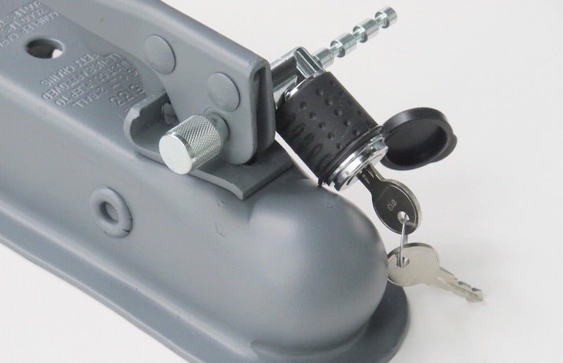 DeadBolt Trailer Hitch Lock, Steel, With 1/4 in Turn Locking Mechanism And 2 keys, Black - RC1