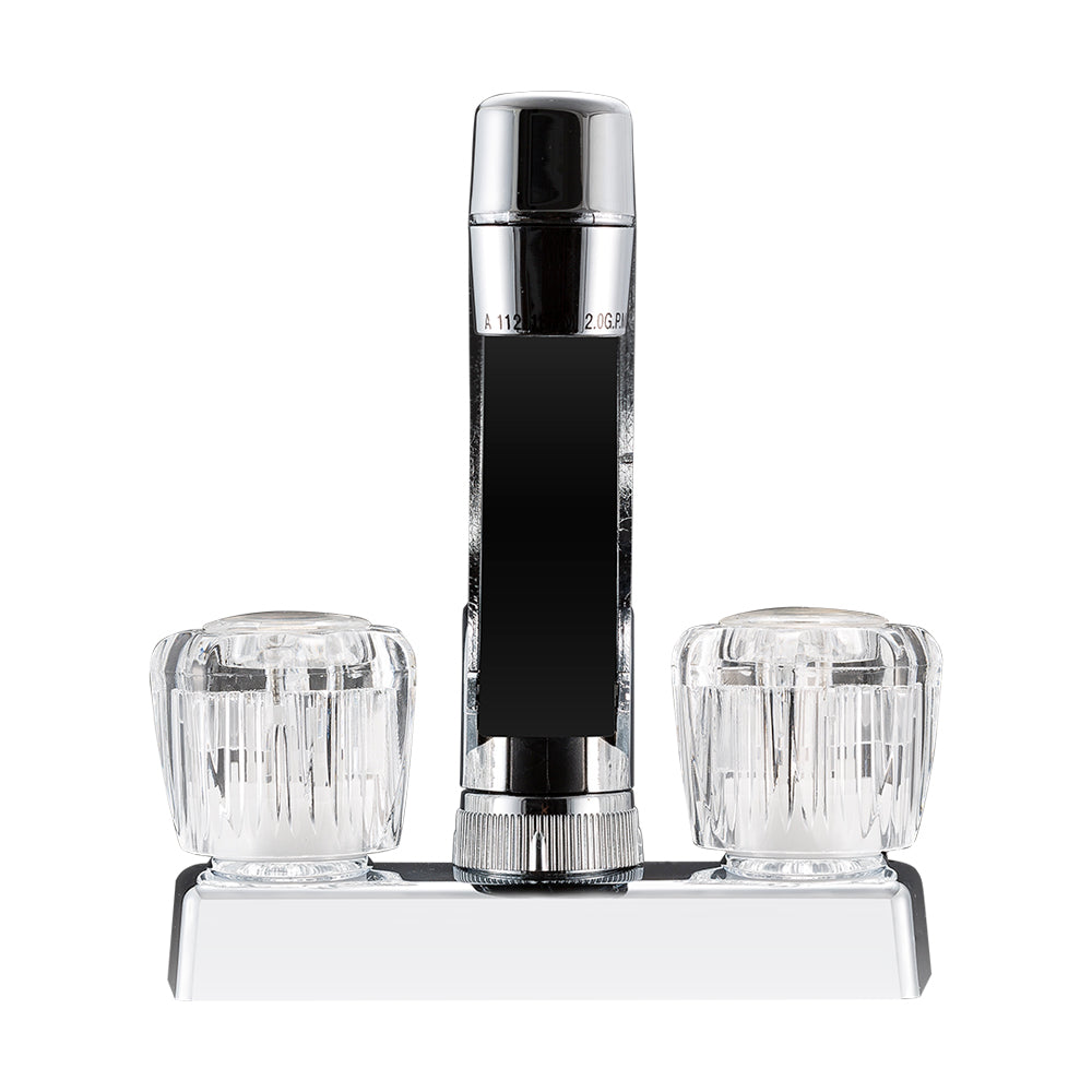 Dura Faucet Faucet, 4 in, 8 in Spout, 2 Clear Acrylic Knob Handle - DF-PK640A-CP