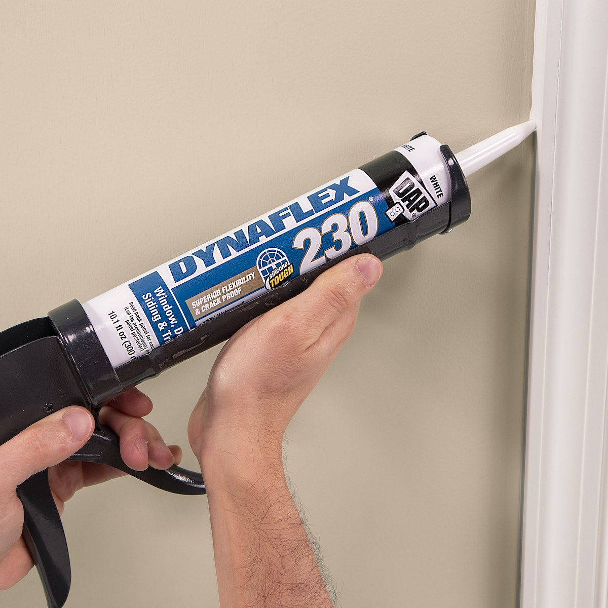 DAP Caulk Sealant, Dynaflex 230, Compatible With Wood/Aluminum/Vinyl/Glass, 10.1 oz Cartridge - 7079818304