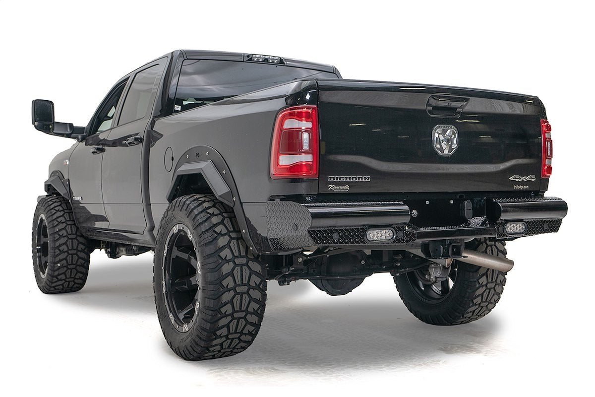 Fab Fours Bumper, Black Steel, Powder Coated Glossy Black 14 Gauge Steel Tread - DR19-T4450-1