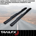 TrailFX Nerf Bar, TFX 4" Oval Tube Side Steps, 4 in Oval Straight, Black - A1545T