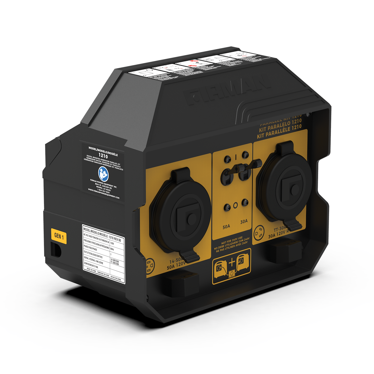 Firman Generator Parallel Kit, Use To Combine The Power Of Two 2100/3300 Watt Inverter Generator, 50/30 amp, LED Panel - 1210