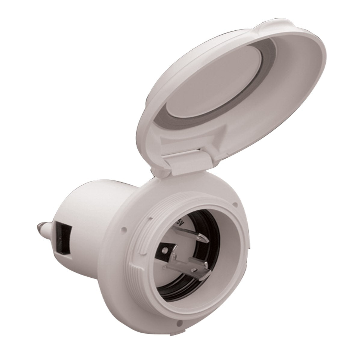 Marinco Power Inlet Port, 30 amp Power, 125 V AC, White - 304EL-BRV