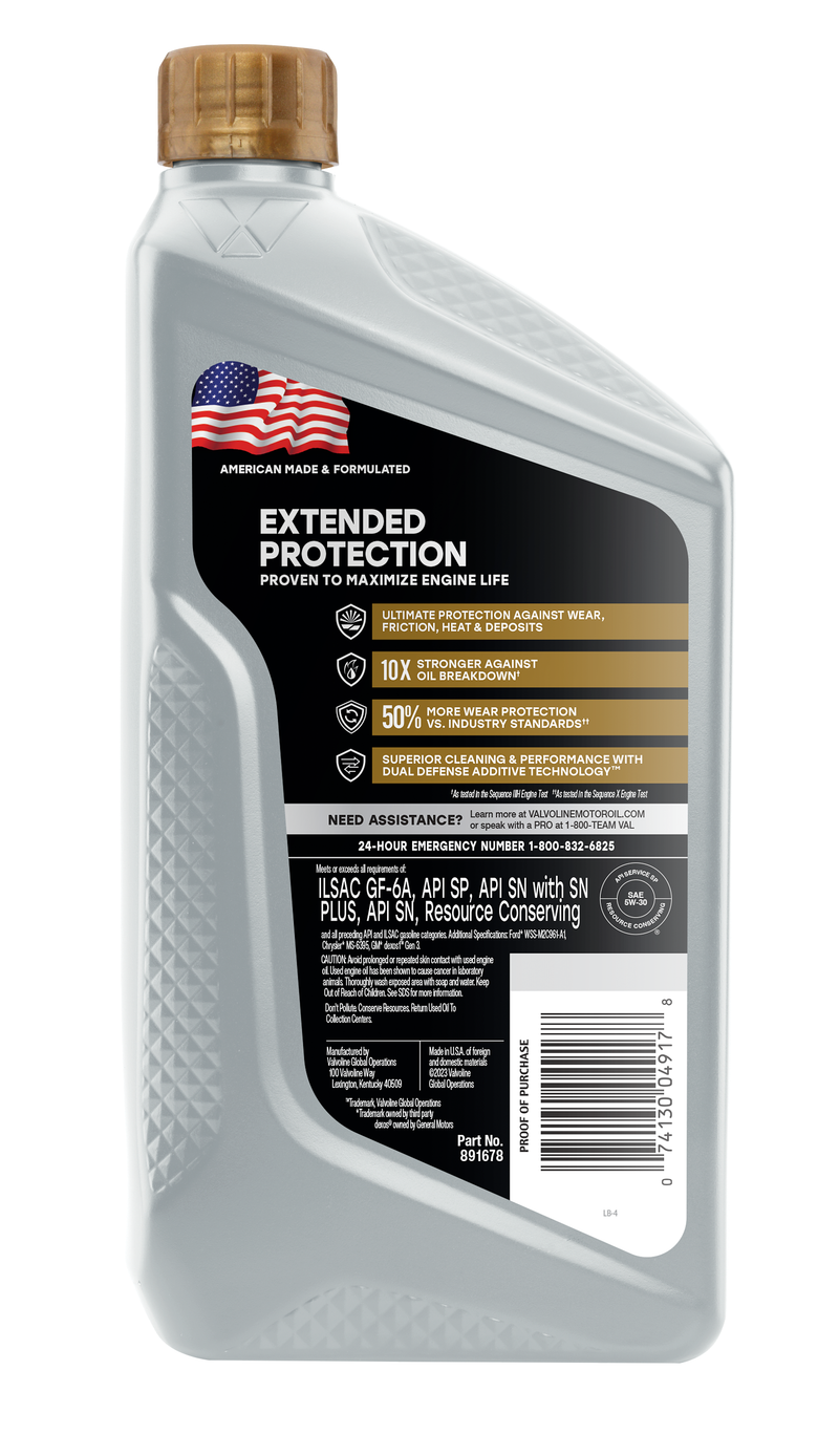 Valvoline Oil, SAE 5W-30, 1 qt Bottle - 891678