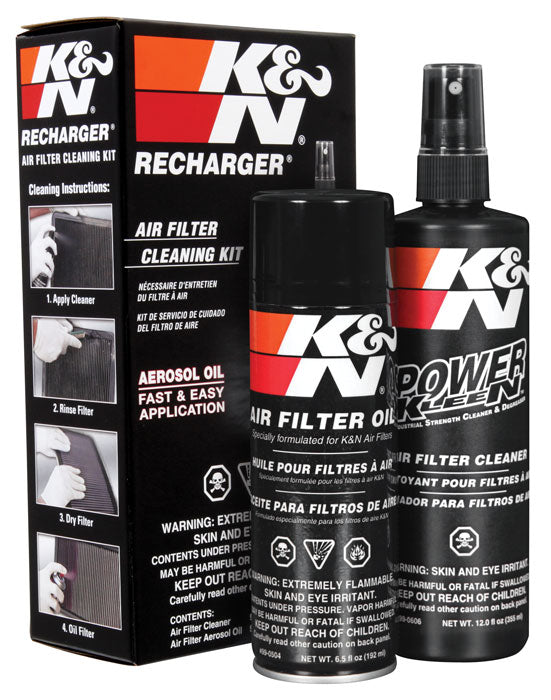 K&N Air Filter Cleaner Kit, 12 oz Bottle of Cleaner, 6-1/2 oz Spray Bottle of Oil - 99-5000