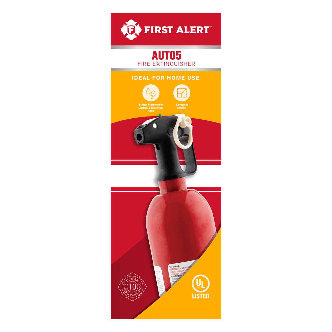 BRK Electronics Fire Extinguisher, UL Rated 5-B:C, 1.4 lb Bottle, Steel - AUTO5